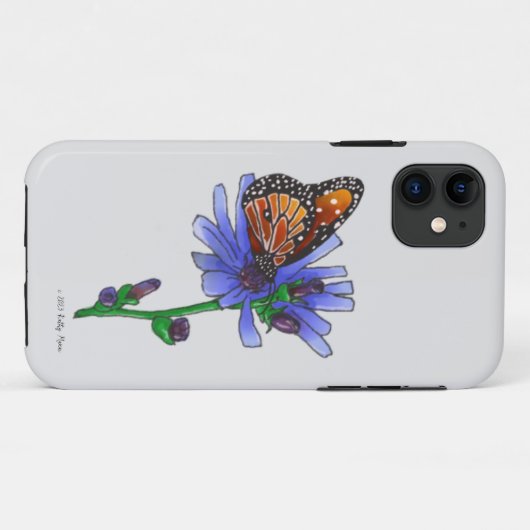 Coques Case-Mate iPhone Papillon à fleurs bleues (Dos (Horizontal))