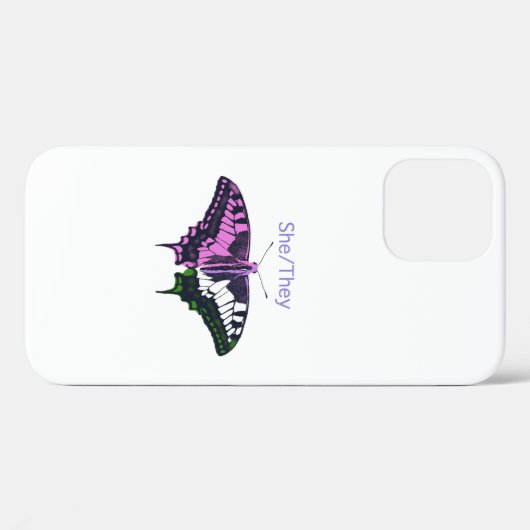 Coques Case-Mate iPhone Papillon à queue noire non binaire (Verso (horizontal))