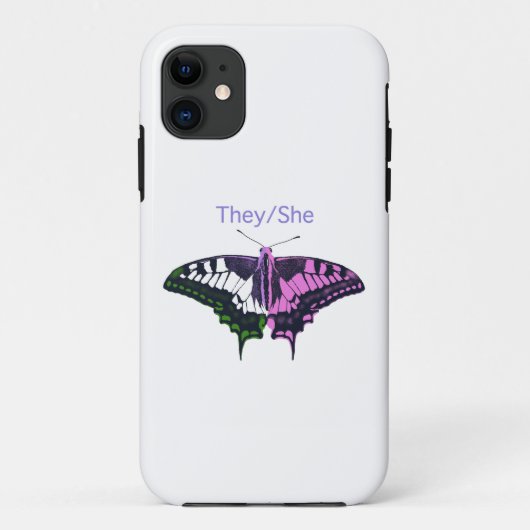 Coques Case-Mate iPhone Papillon à queue noire non binaire (Dos)