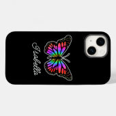 Coques Case-Mate iPhone Papillon arc-en-ciel et votre nom Personnalisé (Verso (horizontal))