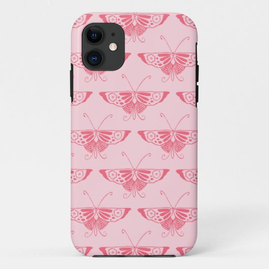 Coques Case-Mate iPhone Papillon Art Déco stylisé - rose corail (Dos)