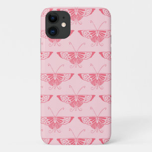 Coques Pour iPhone Papillon Art Déco stylisé - rose corail