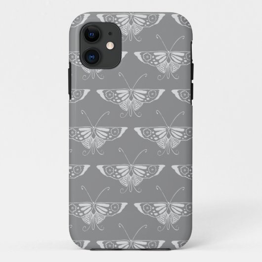 Coques Case-Mate iPhone Papillon Art déco stylisé, tons gris / gris (Dos)