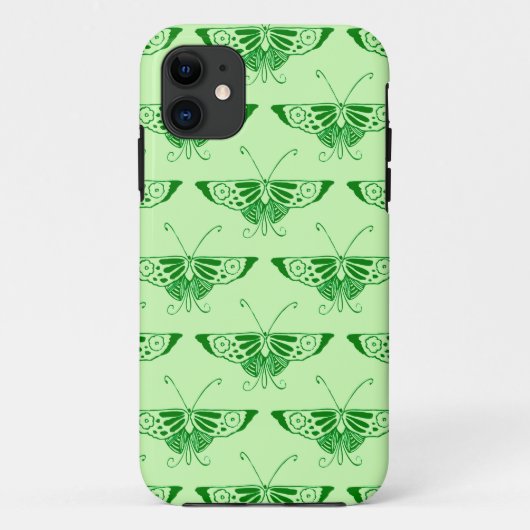 Coques Case-Mate iPhone Papillon Art déco stylisé - vert émeraude (Dos)