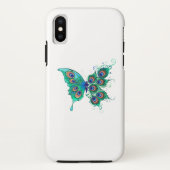 Coques Case-Mate iPhone Papillon aux plumes de paon vert (Dos)