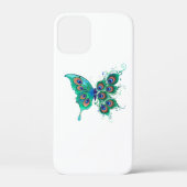 Coques Case-Mate iPhone Papillon aux plumes de paon vert (Verso)