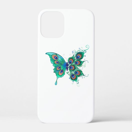 Coques Case-Mate iPhone Papillon aux plumes de paon vert (Verso)