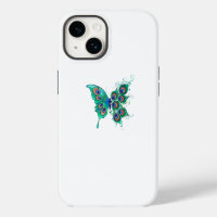 Papillon aux plumes de paon vert