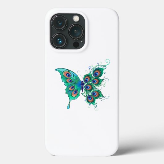 Coques Case-Mate iPhone Papillon aux plumes de paon vert (Verso)
