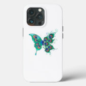 Coques Case-Mate iPhone Papillon aux plumes de paon vert (Verso)
