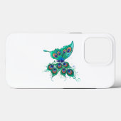 Coques Case-Mate iPhone Papillon aux plumes de paon vert (Verso (horizontal))