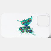 Coques Case-Mate iPhone Papillon aux plumes de paon vert (Verso (horizontal))