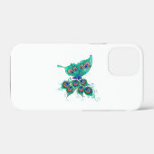 Coques Case-Mate iPhone Papillon aux plumes de paon vert (Verso (horizontal))