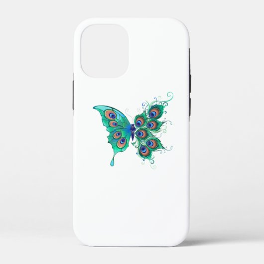 Coques Case-Mate iPhone Papillon aux plumes de paon vert (Verso)