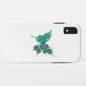 Coques Case-Mate iPhone Papillon aux plumes de paon vert (Dos (Horizontal))