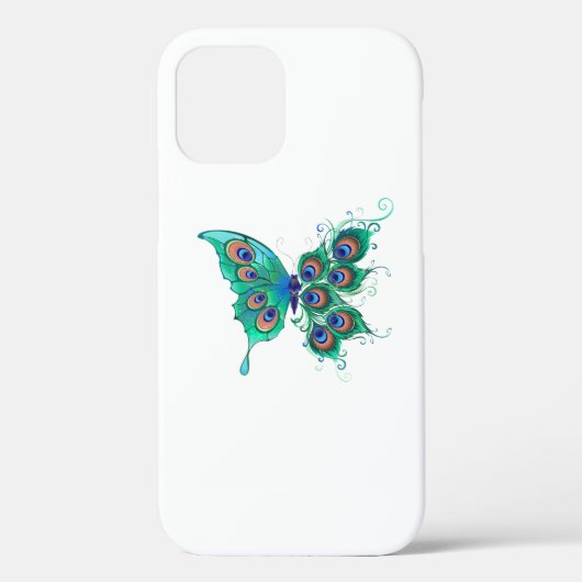 Coques Case-Mate iPhone Papillon aux plumes de paon vert (Verso)