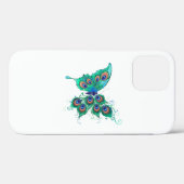 Coques Case-Mate iPhone Papillon aux plumes de paon vert (Verso (horizontal))