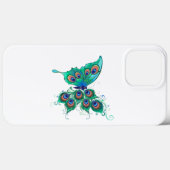 Coques Case-Mate iPhone Papillon aux plumes de paon vert (Verso (horizontal))