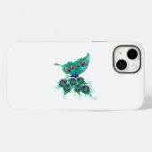 Coques Case-Mate iPhone Papillon aux plumes de paon vert (Verso (horizontal))