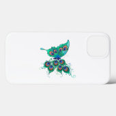 Coques Case-Mate iPhone Papillon aux plumes de paon vert (Verso (horizontal))