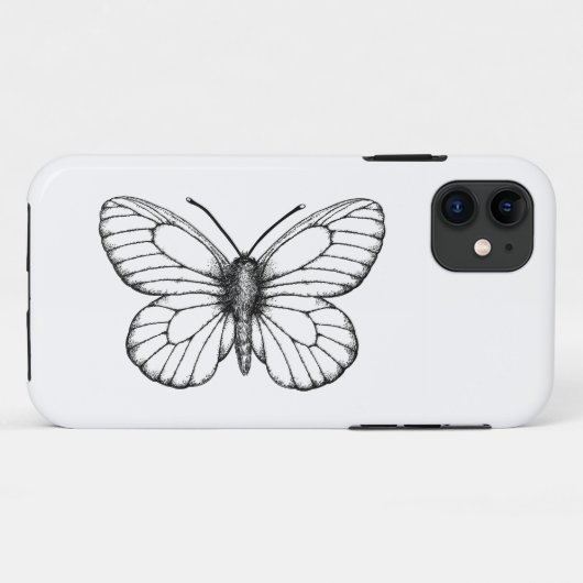 Coques Case-Mate iPhone Papillon blanc à veine noire (Dos (Horizontal))