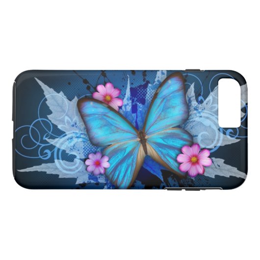 Coques Case-Mate iPhone Papillon bleu (Dos (Horizontal))