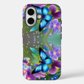 Coques Case-Mate iPhone Papillon bleu brillant dans Fairy Garden (Verso)