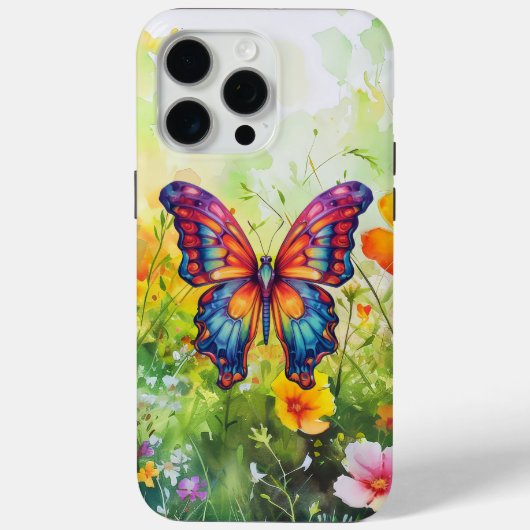 Coques Case-Mate iPhone Papillon Bleu Orange Ailes (Verso)