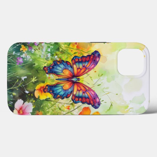 Coques Case-Mate iPhone Papillon Bleu Orange ailes (Verso (horizontal))