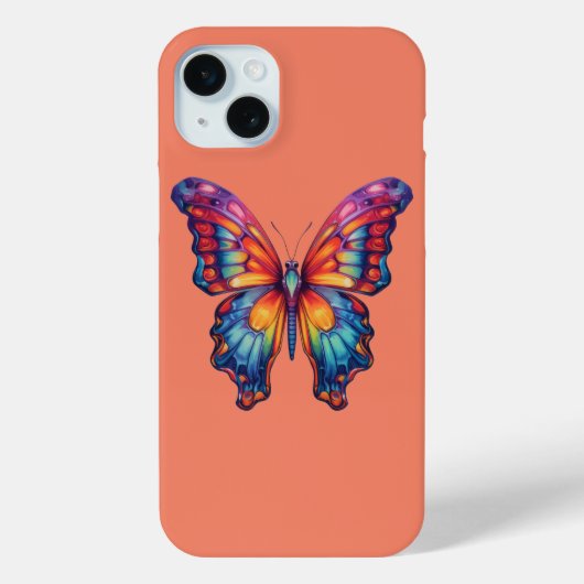 Coques Case-Mate iPhone Papillon Bleu Orange Ailes (Verso)