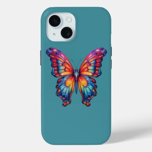 Coques Case-Mate iPhone Papillon Bleu Orange Ailes (Verso)