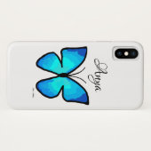Coques Case-Mate iPhone Papillon bleu peint personnalisé (Dos (Horizontal))