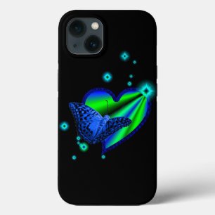 Etui iPhone Case-Mate Papillon bleu sur Rainbow Heart avec étoiles