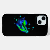 Coques Case-Mate iPhone Papillon bleu sur Rainbow Heart avec étoiles (Verso (horizontal))