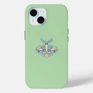 Coque Pour iPhone 15 Papillon Céleste Fantaisiste — Bleu Douce et Pêche