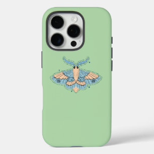 Coques iPhone 16 Pro Papillon Céleste Fantaisiste — Bleu Douce et Pêche