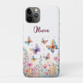 Coques Case-Mate iPhone Papillon charmant de prairie à l'aquarelle (Dos)