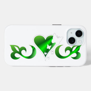 Coque Pour iPhone 15 Papillon Coeur et Lily Rainbowart