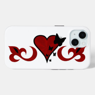Coque Pour iPhone 15 Papillon Coeur et Lily Rainbowart