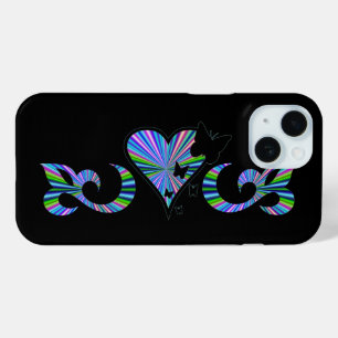 Coque Pour iPhone 15 Papillon Coeur et Lily Rainbowart