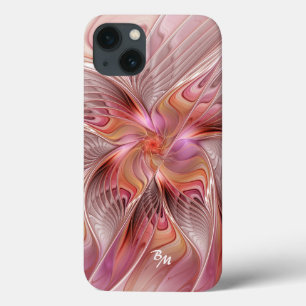 Coques Pour iPhone Papillon coloré abstrait Art fractal Monogramme