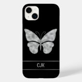 Coques Case-Mate iPhone Papillon d'argent personnalisé sur le noir (Verso)