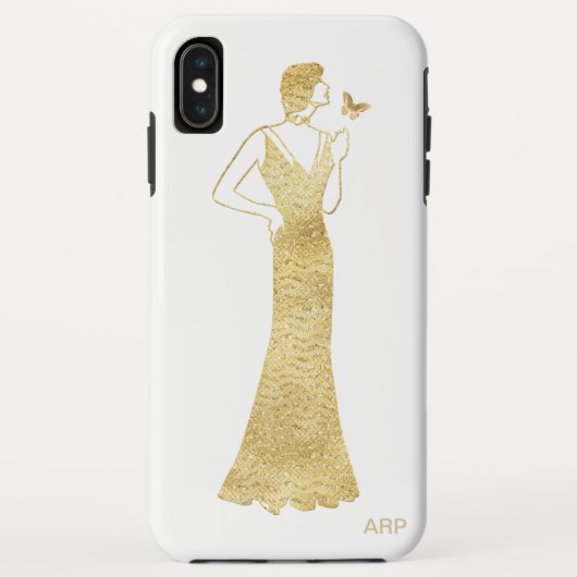 Coques Case-Mate iPhone Papillon de femme de parties scintillantes d'or de (Dos)
