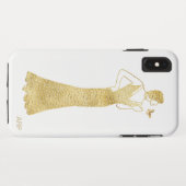 Coques Case-Mate iPhone Papillon de femme de parties scintillantes d'or de (Dos (Horizontal))