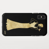 Coques Case-Mate iPhone Papillon de femme de parties scintillantes d'or de (Dos (Horizontal))