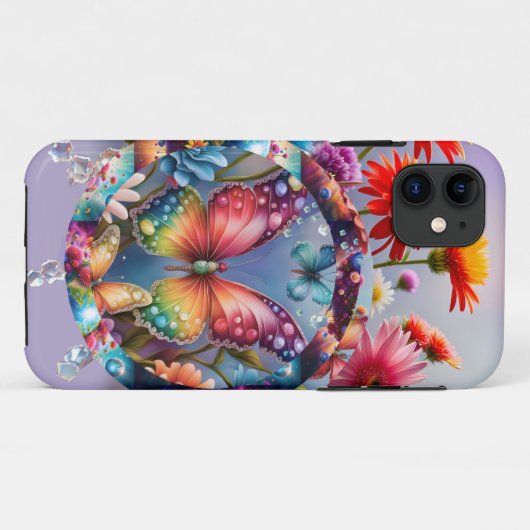 Coques Case-Mate iPhone Papillon de fleurs (Dos (Horizontal))