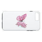 Coques Case-Mate iPhone Papillon de fleurs avec Sakura rose (Dos (Horizontal))