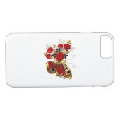 Coques Case-Mate iPhone Papillon de fleurs rouges aux roses rouges (Dos (Horizontal))