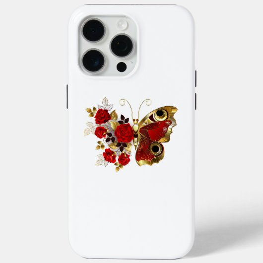 Coques Case-Mate iPhone Papillon de fleurs rouges aux roses rouges (Verso)