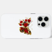 Coques Case-Mate iPhone Papillon de fleurs rouges aux roses rouges (Verso (horizontal))